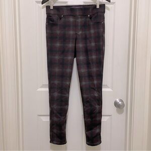 Gloria Vanderbilt Avery Plaid Pull‎ On Stretch Pants Burgundy Black Women's 8P